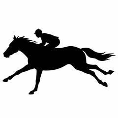 Fototapeta premium Silhouette of a horse and rider galloping
