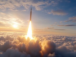 A rocket launching into the sky, symbolizing innovation and exploration.