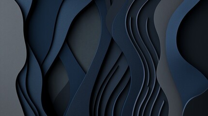 Monochromatic Flow: A Study in Shades of Blue and Gray, Where Wavy Forms Intertwine, Creating a Dynamic and Textured Abstract Composition.

