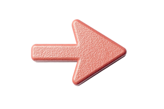 Textured red right arrow, navigation, pointer, direction, cut out transparent