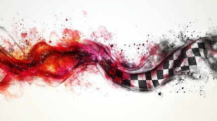 Artistic depiction of a racing flag with colorful abstract waves