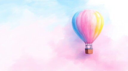 Obraz premium Pastel hot air balloon floats in dreamy clouds