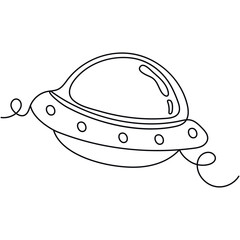 Flying saucer one line. spaceship continuous line. Stylish linear illustration of spacecraft