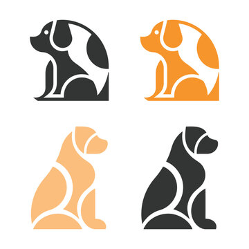 Dog silhouette vector illustration art design. Dog head logo icon set. dog bundle logo icon set on white background.