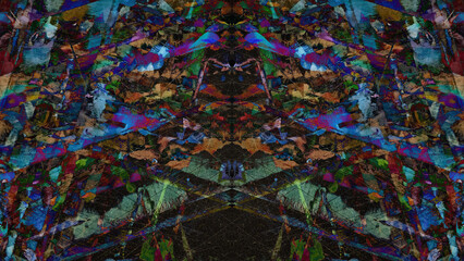 Abstract painting on craft wood paper with brushstrokes of different colors. Illustration for background