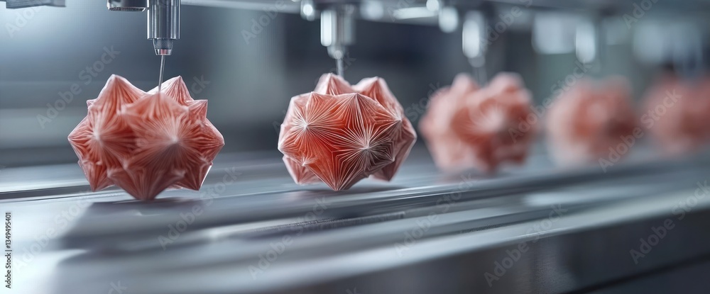 Poster automated production of intricate, coral-like objects on a conveyor belt