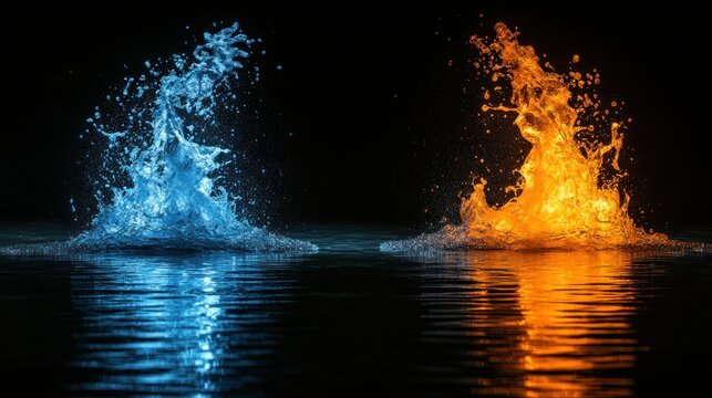 Frozen water and fire splash