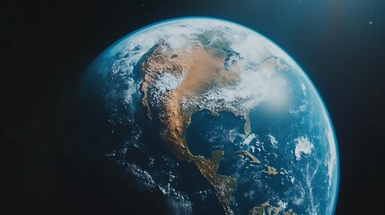 A stunning view of planet earth floating in deep space