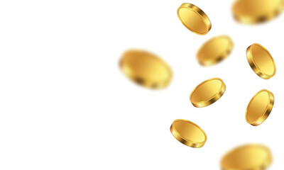 Falling coins. Vector 3D illustration isolated on white background.