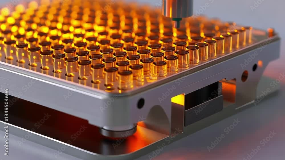 Poster a medium closeup examination of the thermal block highlighting the precise machined wells designed t