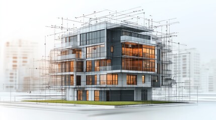 Modern Architectural Design Representation With Lines And Building Structure