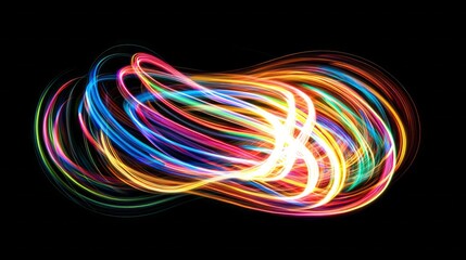 A colorful swirl of light with a rainbow of colors