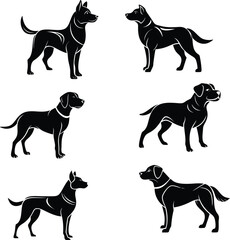 A premium set of black dog's silhouettes and vector 