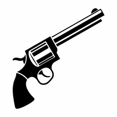 Simple Revolver Gun silhouette Icon Vector Design.