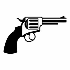 Simple Revolver Gun silhouette Icon Vector Design.