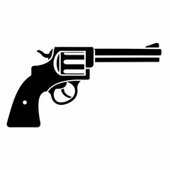 Simple Revolver Gun silhouette Icon Vector Design.
