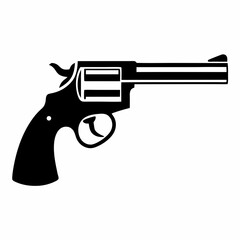 Simple Revolver Gun silhouette Icon Vector Design.