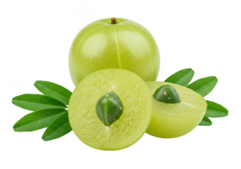A pair of fresh Indian gooseberries or amla isolated on transparent background
