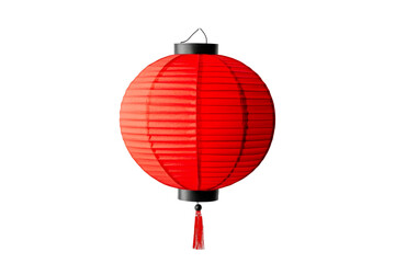 Fototapeta premium Traditional red Asian lantern hanging decoration, cut out transparent