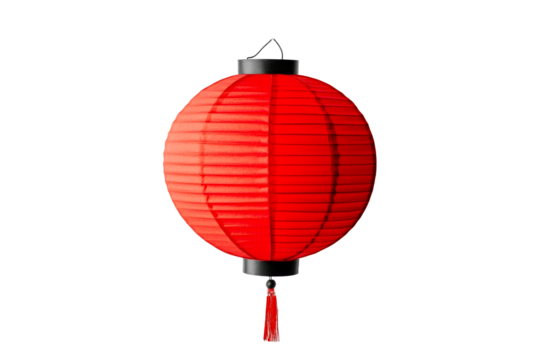 Traditional red Asian lantern hanging decoration, cut out transparent