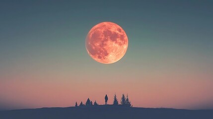 Lone Figure for Blood Moon, Mountaintop.