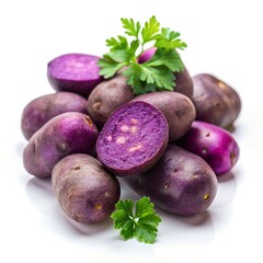 fresh Purple Potatoes isolated on white background
