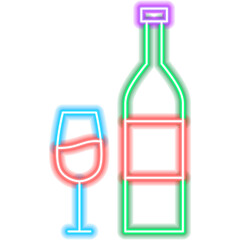 Red Wine Bottle with Glass. Illustration of Religious Holiday. Seasonal Greetings. Alcohol Bar Drink Icon.