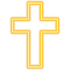 Christ Religion Gold Neon Sign. Illustration of Religious Holiday. Seasonal Greetings. Happy Easter Christianity Icon. 