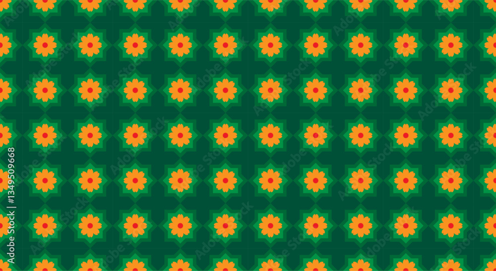 Poster vector seamless floral mosaic pattern. floral geometry pattern with solid color. suitable for backgr