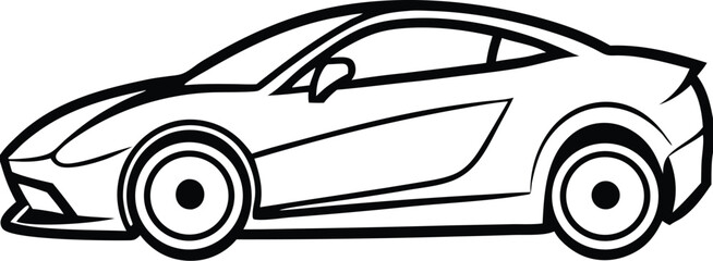 Sports Car Line Art Silhouette, Minimalist Automotive Sketch