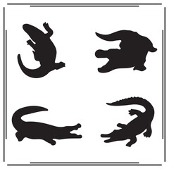 Crocodile silhouette, Crocodile illustration ,Crocodile clipart, Crocodile vector ,Crocodile icon , black Crocodile ,Crocodile illustration on white background, Crocodile vector illustration ,
