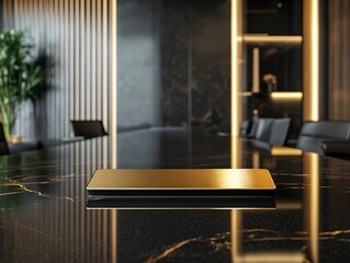 Gold Plate on Black Table