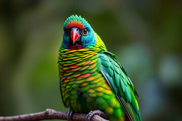 Fototapeta premium Vibrant Quetzal Plumage Displayed on a Tree Branch, Showcasing Its Bright Colors and Exotic Beauty in a Natural Forest Setting