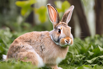 Fototapeta premium Adorable Fluffy Rabbit Sitting