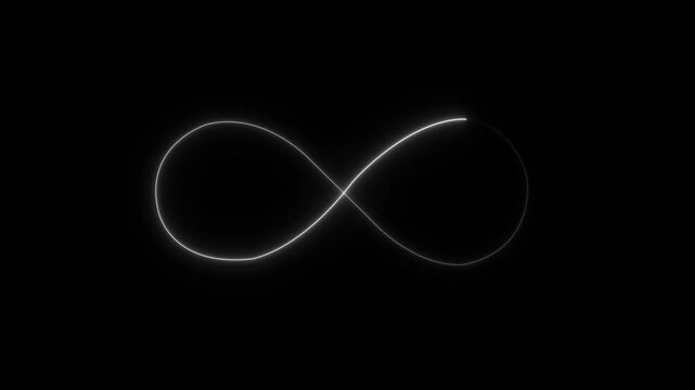 neon glowing sign of infinity symbol or logo icon. Animation of seamless loop Neon glowing color light isolated on black background. Eternity concept. Mathematical symbol.