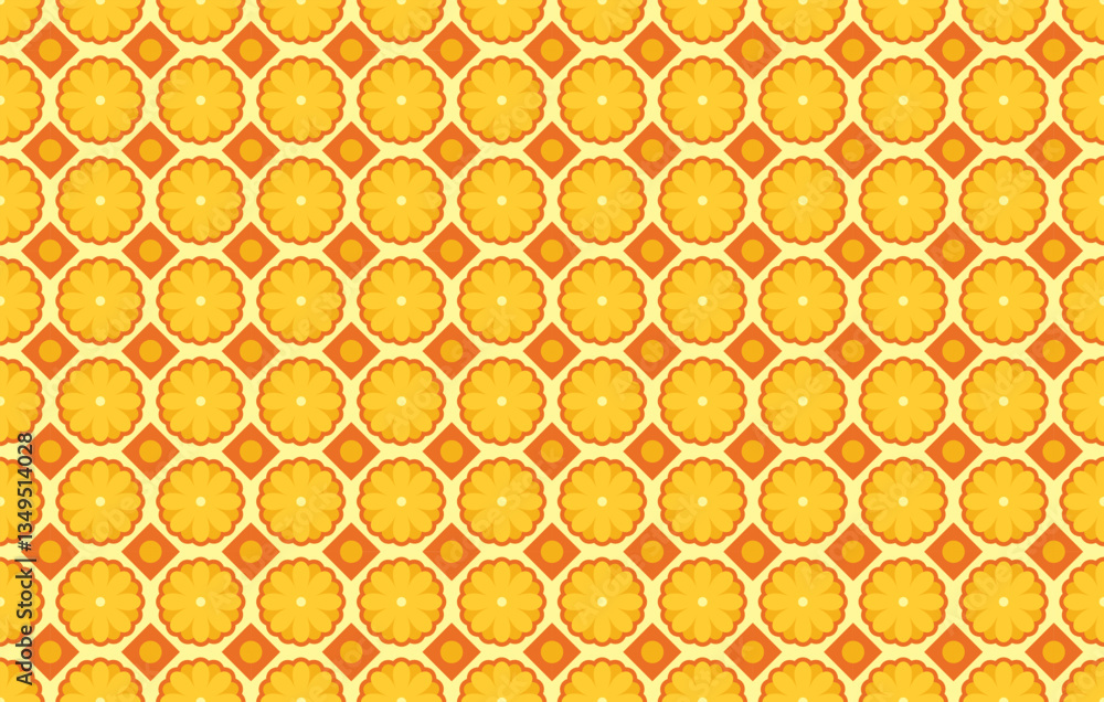 Poster vector seamless floral mosaic pattern. floral geometry pattern with solid color. suitable for backgr