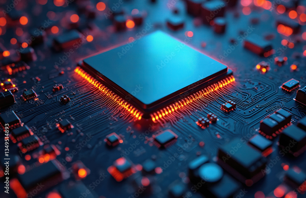 Leinwandbilder circuit board illustration. electronic computer hardware, digital chip. motherboard, processor, cent