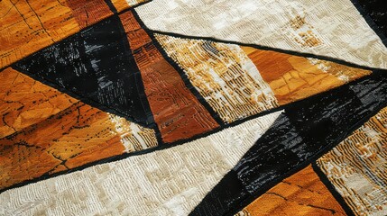A rug with a sharp, fractured abstract design, evoking an urban, modern aesthetic