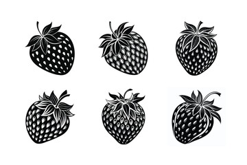 Strawberry – Fragaria × ananassa silhouette vector illustration