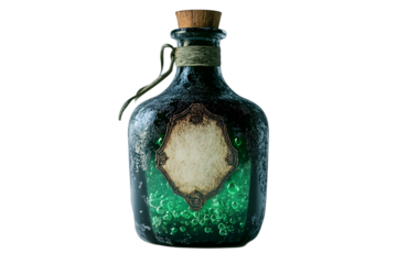 Vintage potion bottle with bubbling green liquid