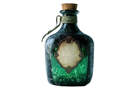 Vintage potion bottle with bubbling green liquid