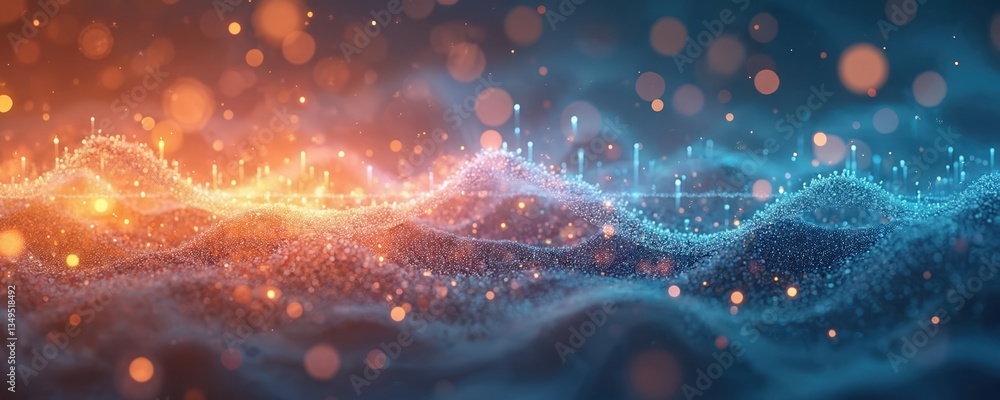 Leinwandbilder abstract illustration data flow. digital waves, bokeh effect. modern info background. network, inter