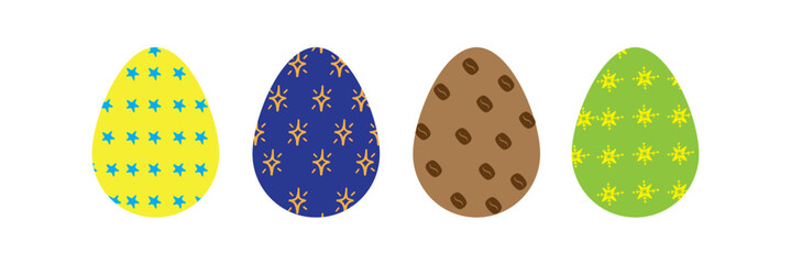 Set of colorful easter eggs isolated on white background. Collection of vivid egg vector graphic illustration.