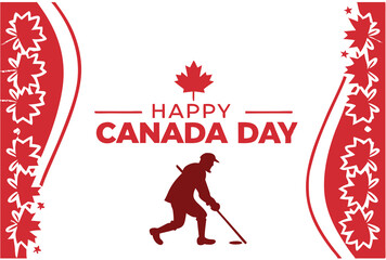 Festive Canada Day Graphic with Historic Worker Silhouette and National Symbols