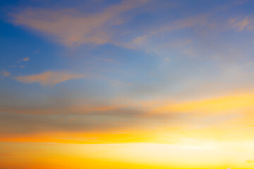 Clouds and evening sky,Horizon Golden Sky, Sunrise clouds Gorgeous, Dusk sky,Beautiful dramatic scenic sunset sky background,Sunset Sky on Twilight in the Evening with Orange Gold Sunset Cloud Nature 