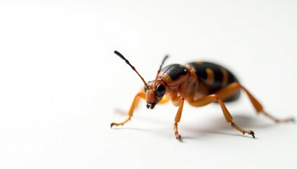 Close-up of single insect on pure white background, photography, legs