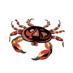 jaiba or crab sea  animal illustration in red color use for kids coloring books