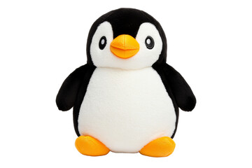 Fototapeta premium Cute Plush Penguin Toy, Isolated, black background, cut out transparent