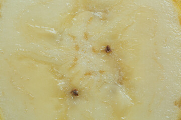 Macro banana texture,Background of ripe sliced banana slices, closeup. Food backdrop from fruit.