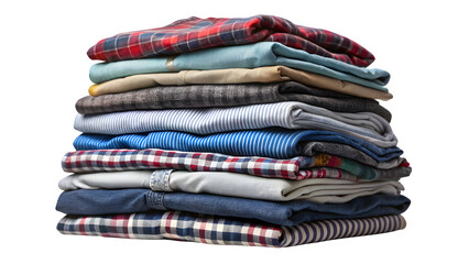 Neatly Folded Clothing Stack Isolated on Transparent Background&mdash;Apparel, Garments, and Fabric Layers